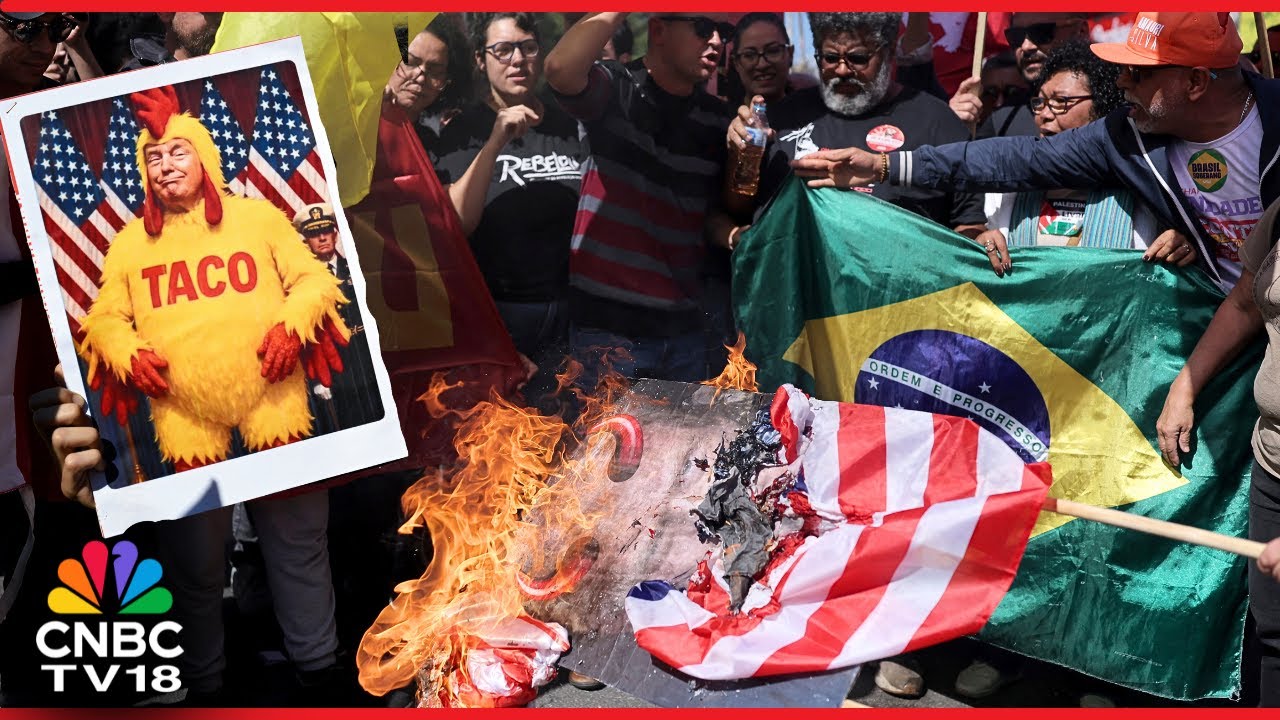 Brazil Protest: Trump's 50% Tariffs on Brasil Sparks Angry Protests in Sao Paulo | N18G