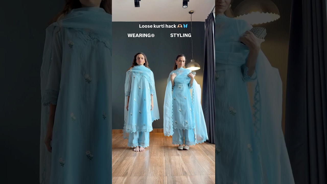 Wearing VS Styling a loose kurti 🥹❤️ #indianattire #salwarkameez #youtube