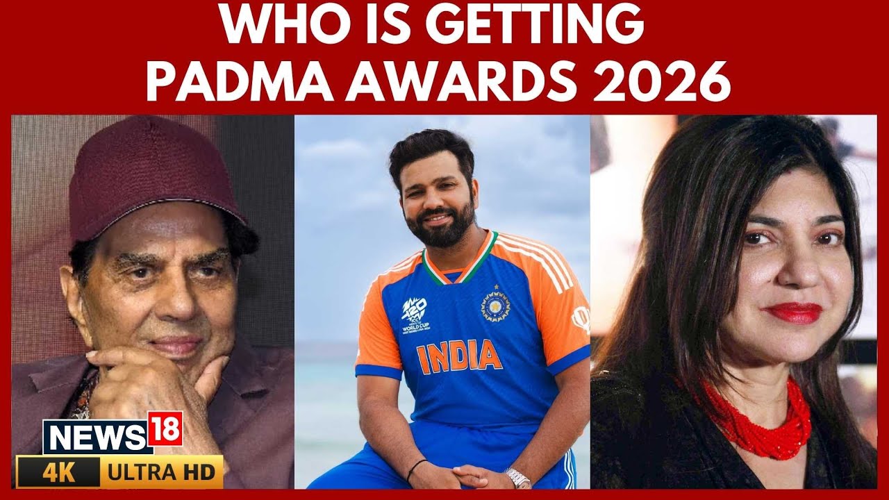 Padma Awards 2026 News | Actor Dharmendra Receives Padma Vibhushan | Rohit Sharma | Alka Yagnik | 4K