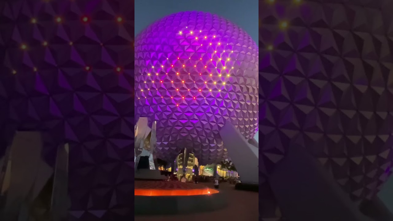 Epcot Spaceship Earth colors of the wind light show