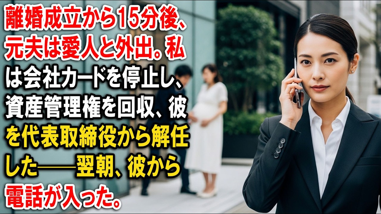 離婚成立から15分後、元夫は愛人と外出。私は会社カードを停止し、資産管理権を回収、彼を代表取締役から解任した——翌朝、彼から電話が入った。【静かな復讐】【家族の裏切り】
