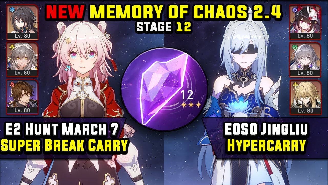 E2 Hunt March 7 Super Break & E0 Jingliu Hypercarry (3 Star) Memory Of Chaos 12 Honkai Star Rail 2.4
