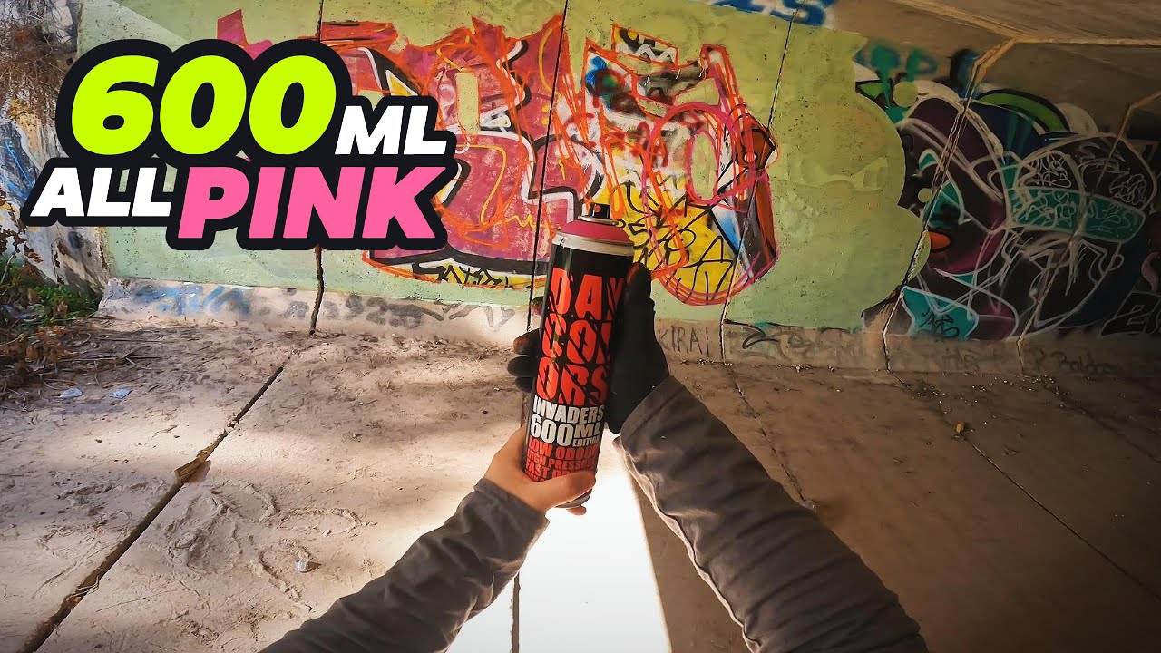 Graffiti in the Tunnel: Pink and Neon Explosion