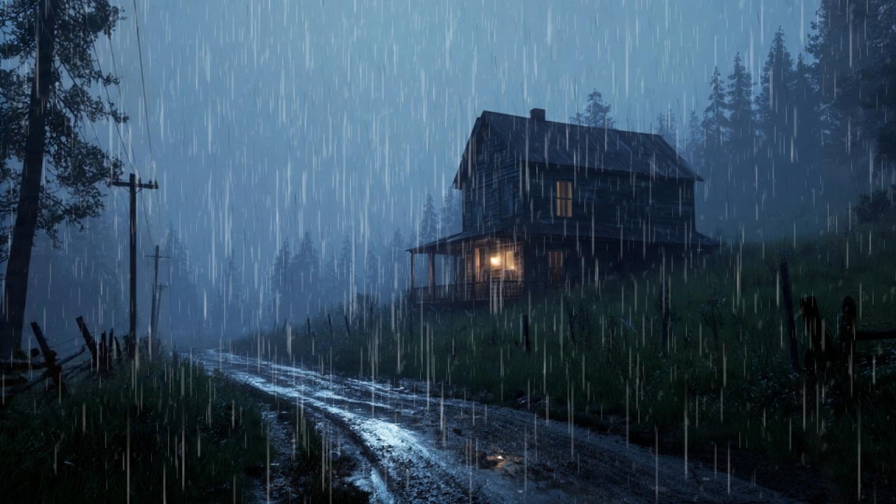 Thunderstorm Night at Cozy Cabin | 24/7 Rain Sounds for Deep Sleep