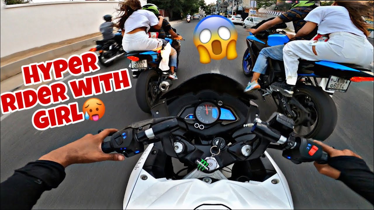 Hyper ride 🥵 with girl 😱 rs200 vs r15v3 ||raste mah ladki gussa ho gyi 💔😭