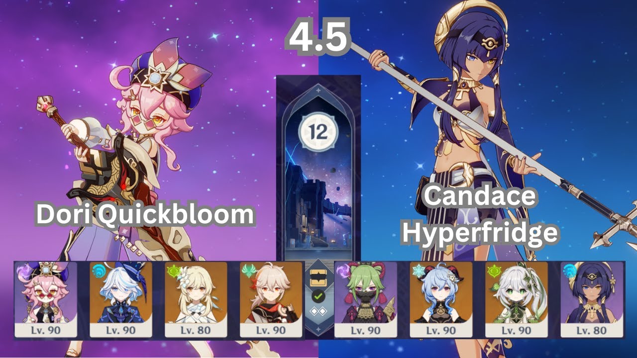 Dori Quickbloom & Candace Hyperfridge | 4.5 Spiral Abyss Genshin Impact | Continuous Run