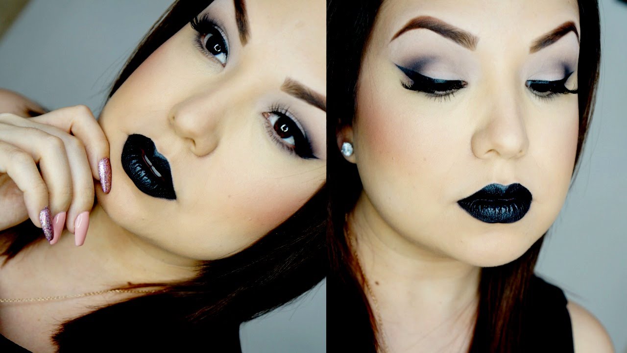 Maquillaje oscuro, labios negros