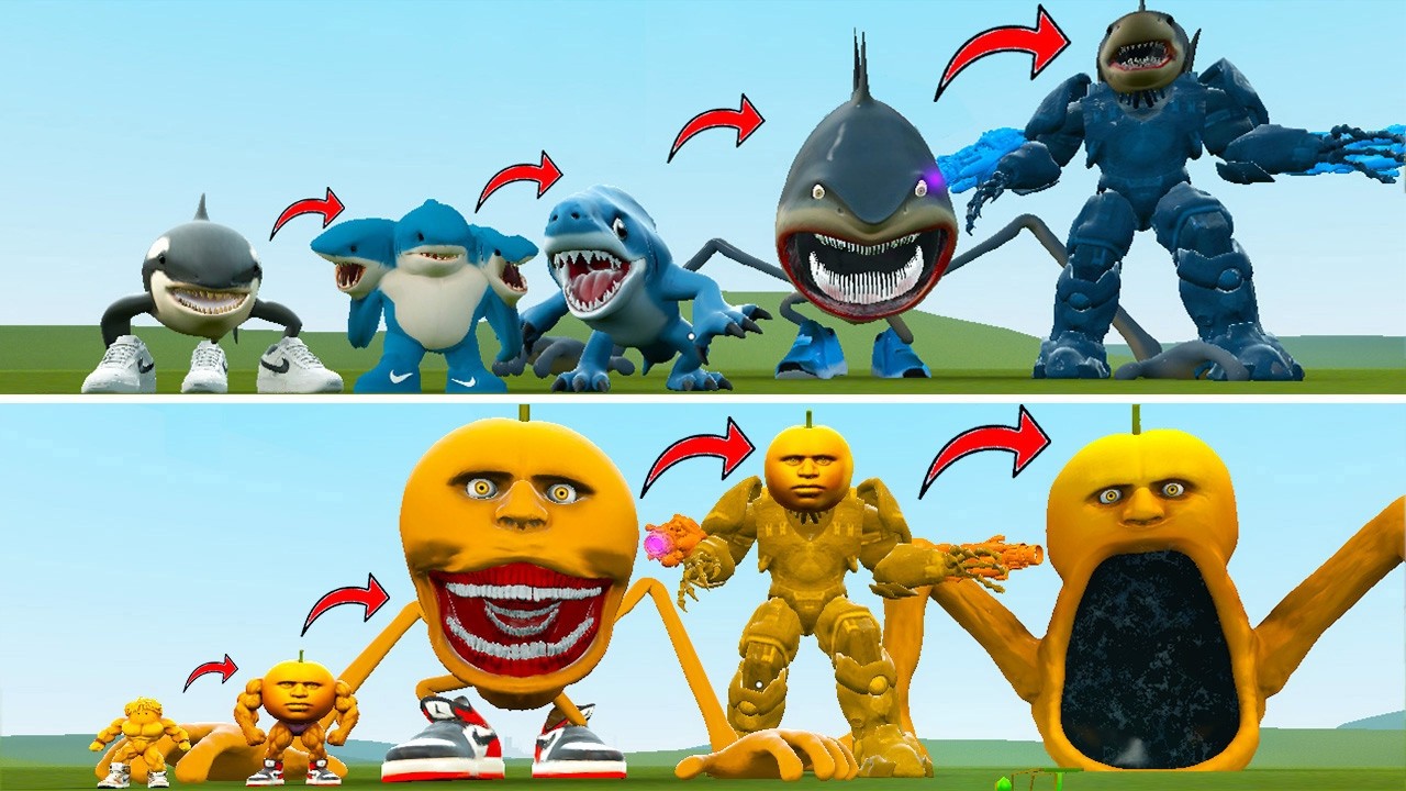 NEW EVOLUTIONARY VARIETIES OF MONSTER ODINDINDUN VS MONSTER KING TRALALERO TRALALA IN GARRY'S MOD !
