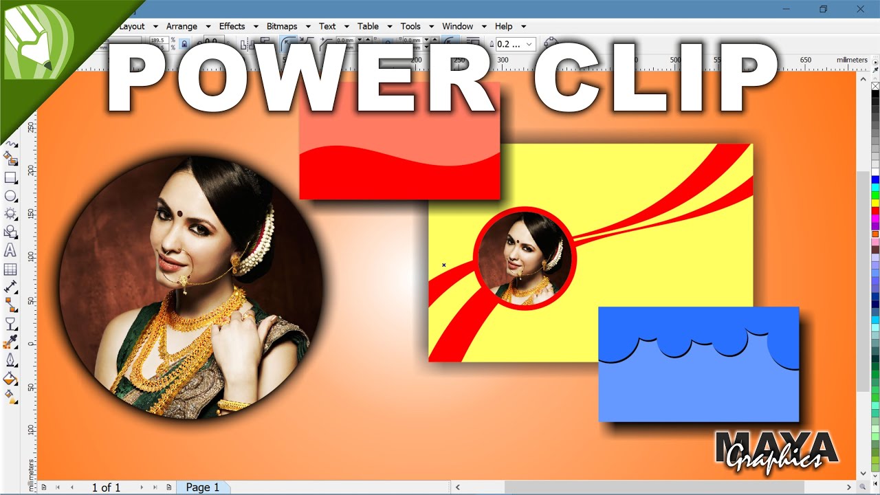 How to insert an image inside a shape in coreldraw | Power clip in Coreldraw | Maya Graphics
