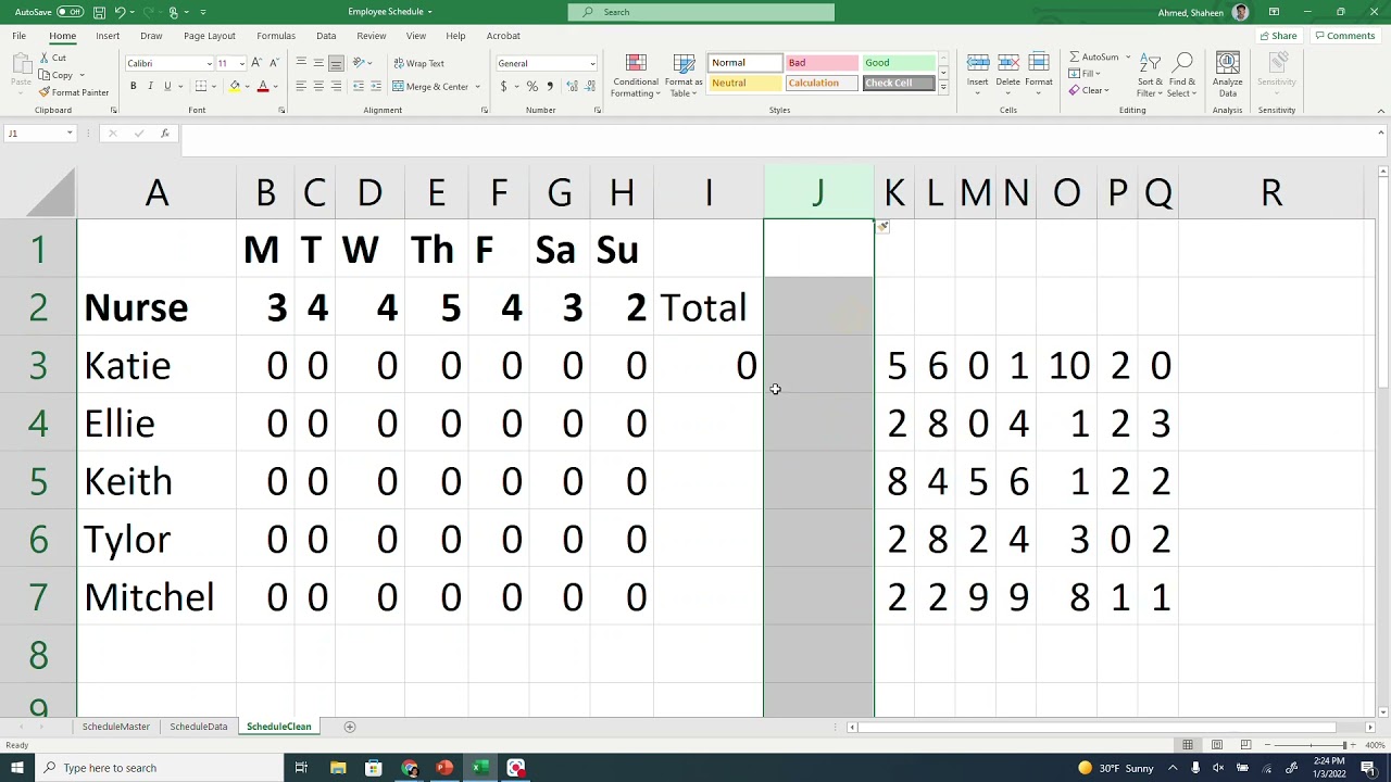 Планирование работы сотрудников с использованием функции решения линейной задачи в MS Excel