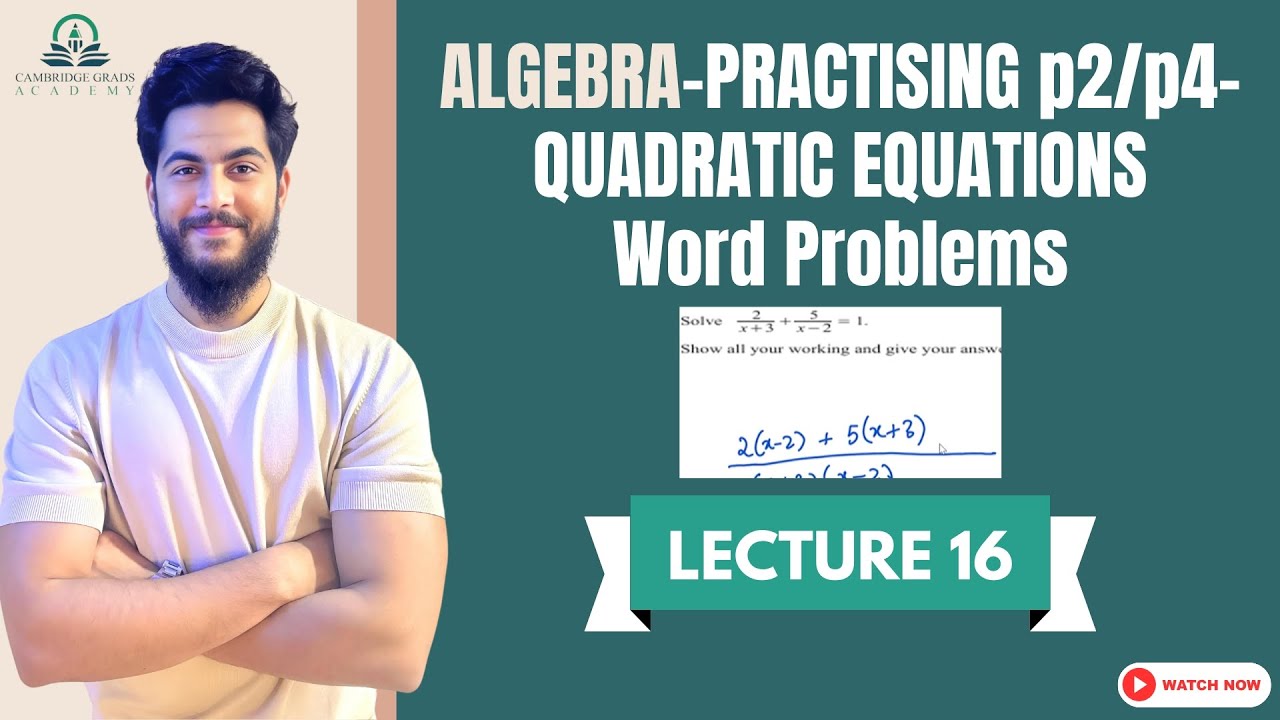 LEC-16 crashcourse , practising quadratic equations in word problems