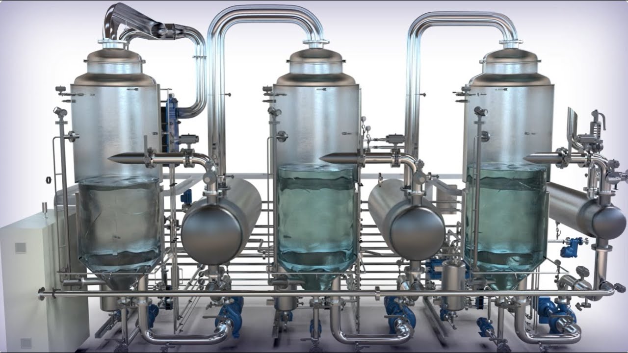 Como funciona un evaporador de múltiple efecto para tratar aguas residuales | Animación 3D