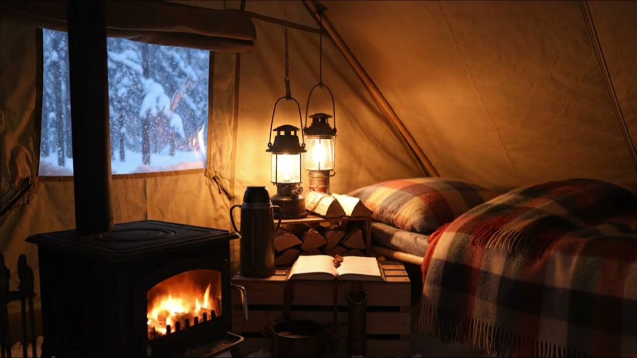 Cold Winter Night Camp Sleep 🌙 Deep Sleep ASMR ⭐