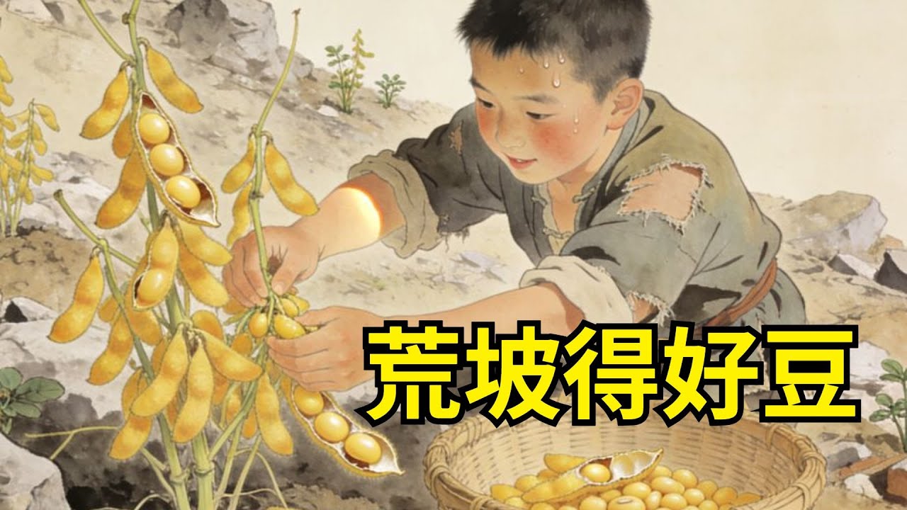 分田時哥哥挑肥地，留給弟弟一塊亂石坡。他不死心種黃豆，收成少卻豆香濃鬱！商人搶著收購，原來土裡埋著前朝貢豆種！#故事頻道#聽書#民間故事#説書#善有善報#爽文