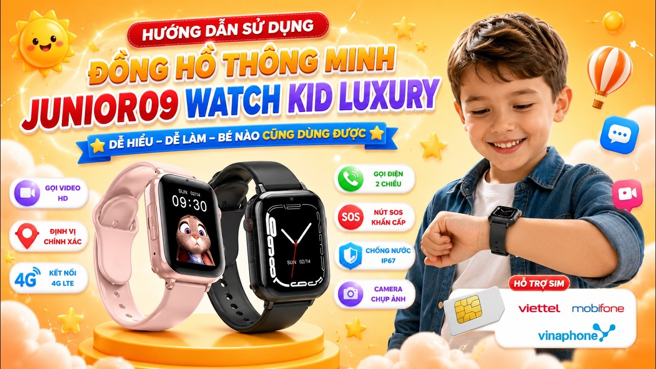 Hướng dẫn sử dụng Đồng hồ thông minh Trẻ em JUNIOR09 WATCH KID LUXURY NEW - Lắp SIM Top 1