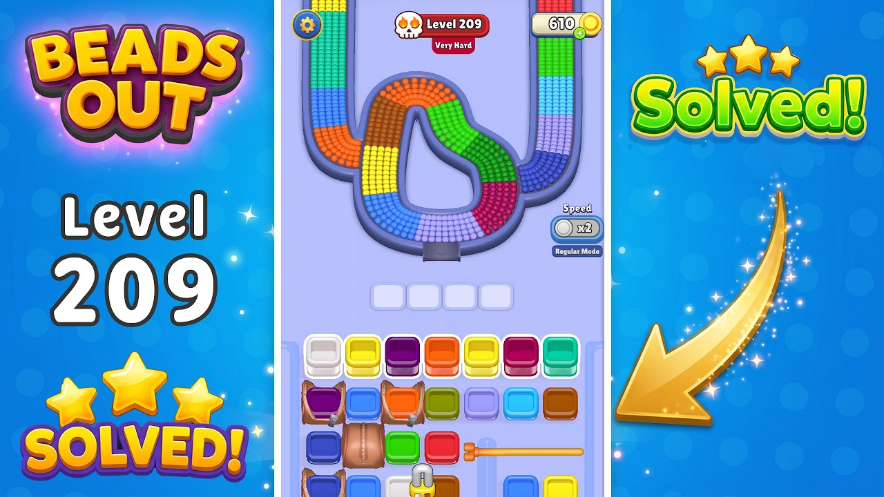 🔴 Beads Out Level 209 Walkthrough (VERY HARD) &bull; New Update! 🧩📱