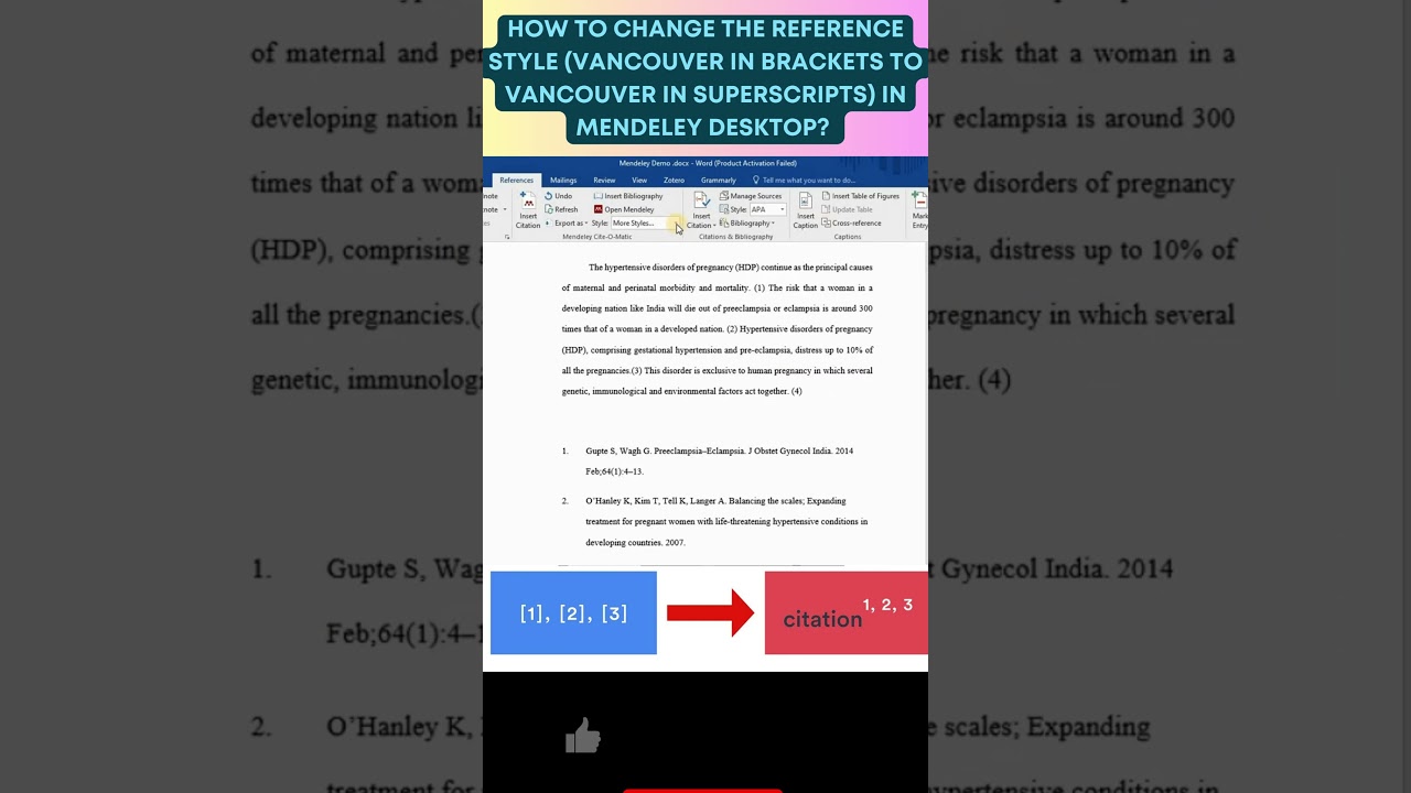 How to change numbers in brackets to superscripts in Mendeley? #research #mendeley #referencemanager
