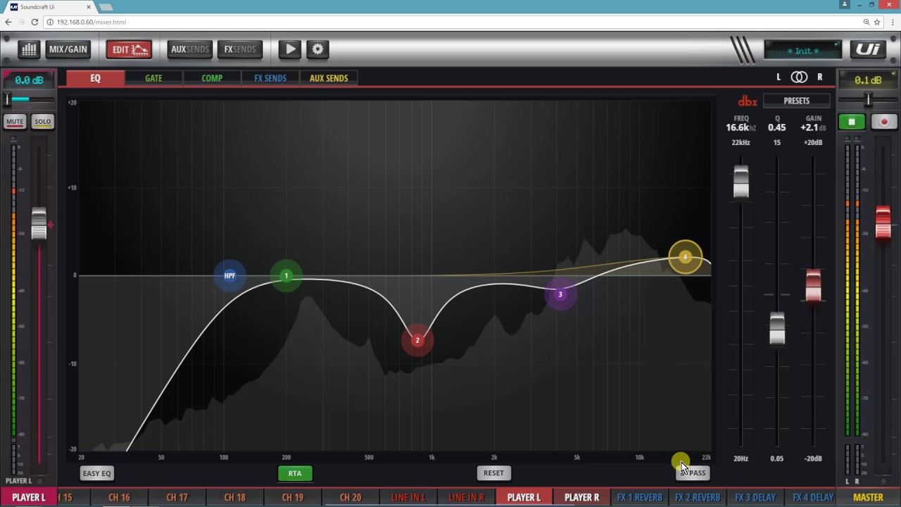 Soundcraft Ui24R EQ Comp FX