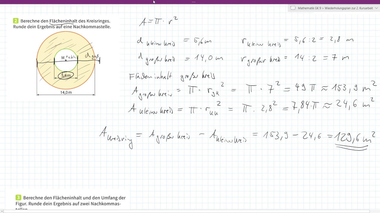 9 Mathe GK S 60,61 Wiederholungsaufgaben zum Thema Kreis