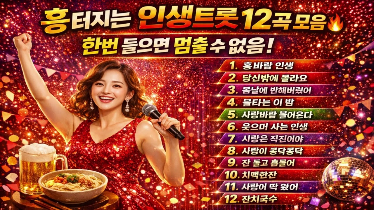 🔥들으면 바로 어깨 들썩! 중독성 강한 신나는 트로트 12곡 모음🔥