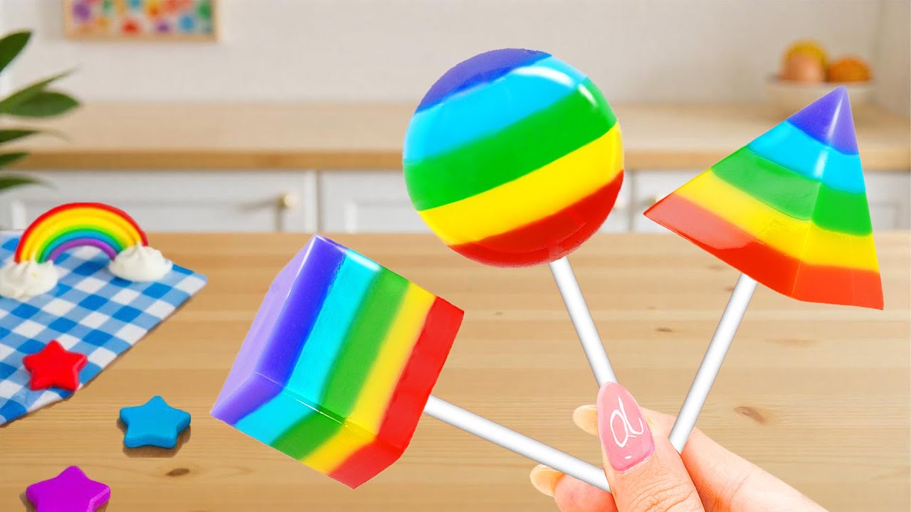 Cómo hacer gelatina de sandía arcoíris en miniatura 💗🌈🍫 Postres fascinantes que te encantarán