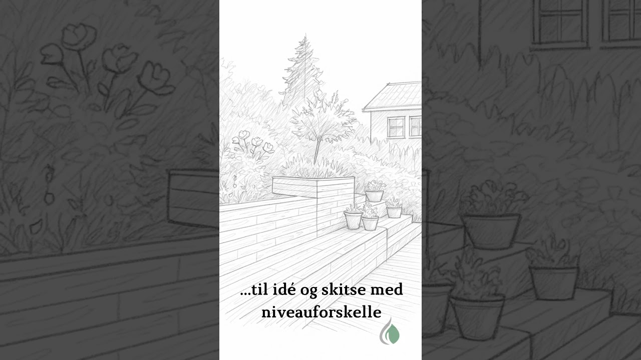 Havedesign til skr&aring;nende grund &ndash; terrasse med niveauforskelle #havearkitekt #havedesign