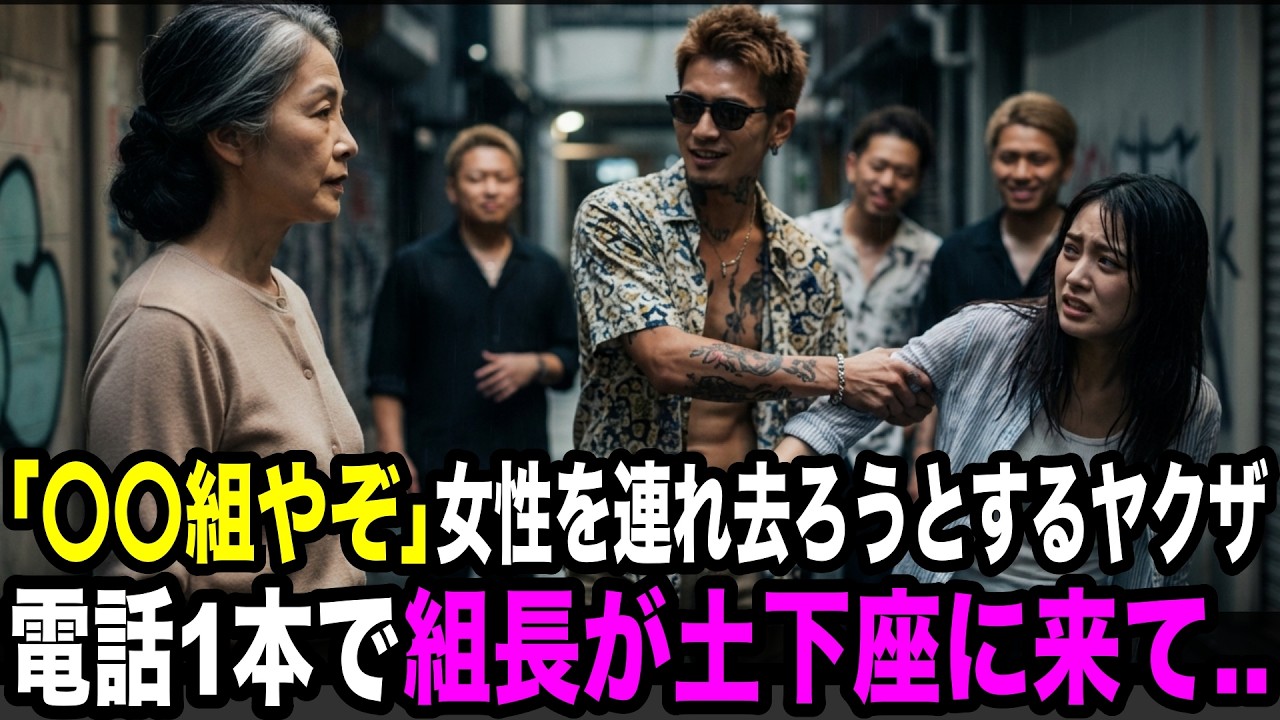 「〇〇組やぞ」女性を連れ去ろうとするヤクザ。私が電話一本すると組長が土下座にきて..【スカッとする話】【感動する話】ヤクザ yakuza