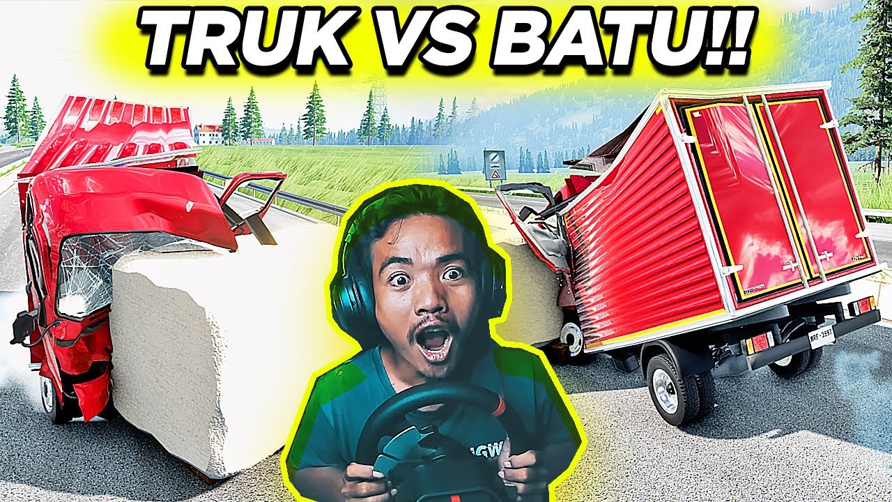 ‼️ Truk vs Batu KO Semua | BeamNG.drive
