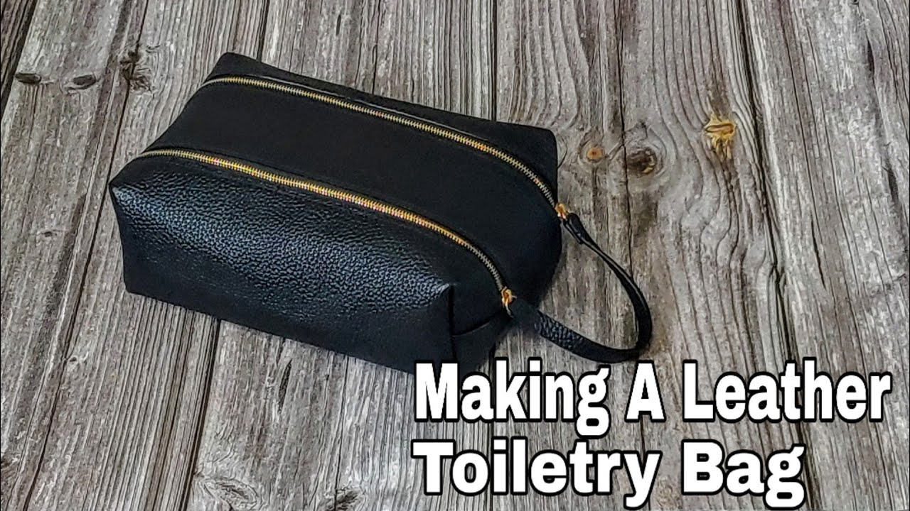 Making a Leather Toiletry Bag / With Double Zipper Closure Strap