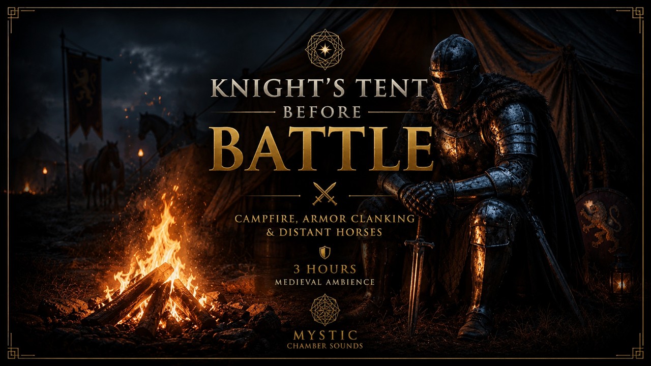 Knight's Tent Before Battle ⚔️ Campfire, Armor Clanking & Distant Horses | 3 Hours Medieval Ambience