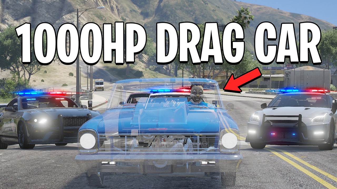 Running From Cops with Invisible 1000HP Drag Car on GTA 5 RP