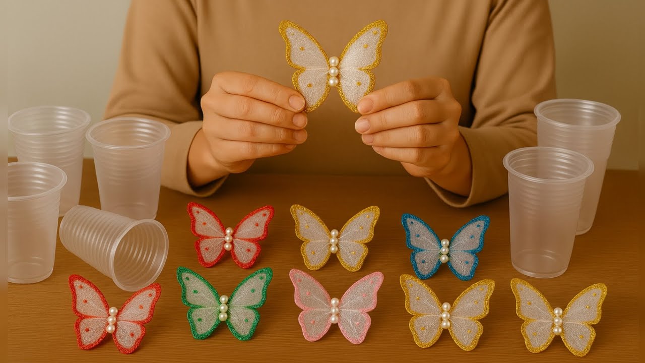 Don’t Throw Them Away! Make Gorgeous Butterflies from Used Plastic Cups! #upcycleCrafts