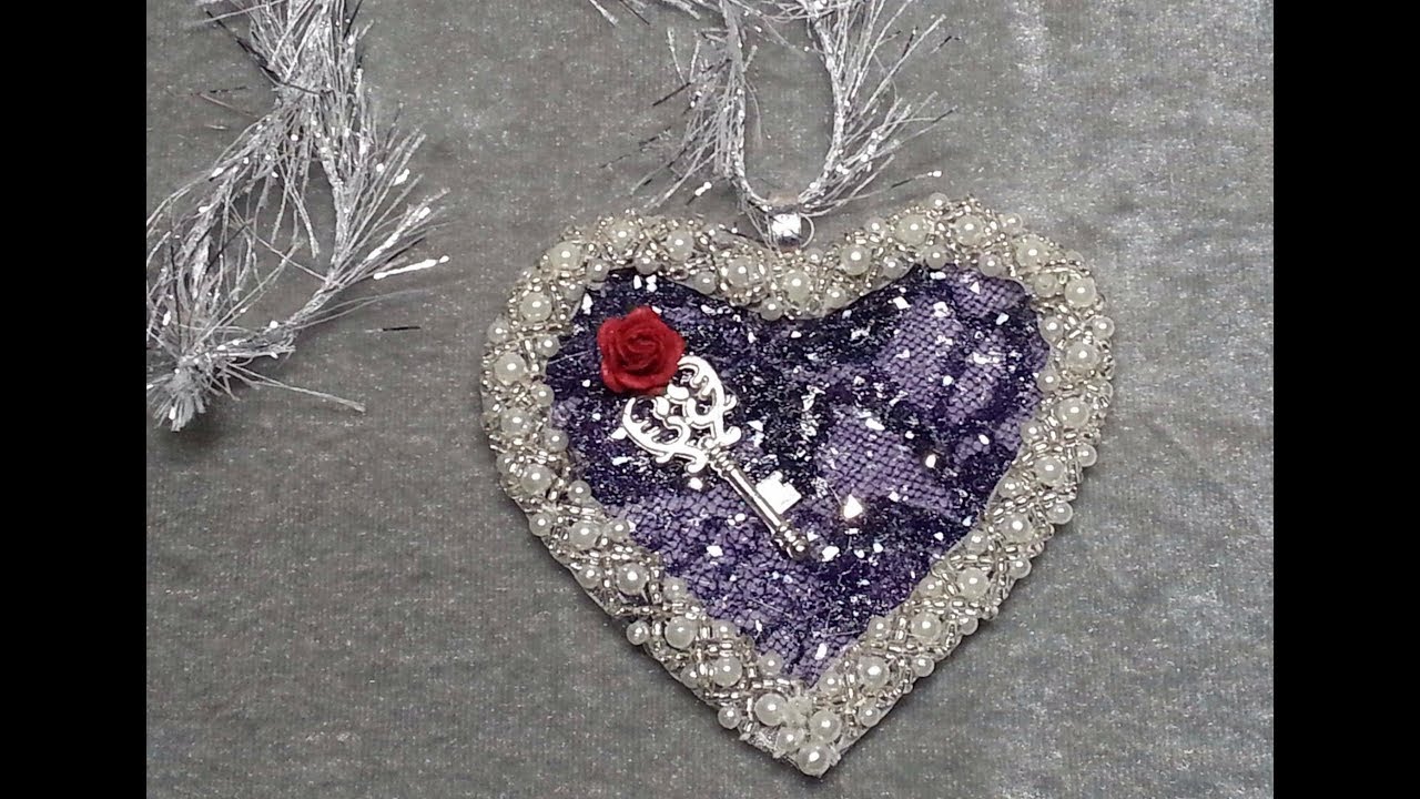 DIY~Make Gorgeous Shabby Chic Lace Heart Ornaments!