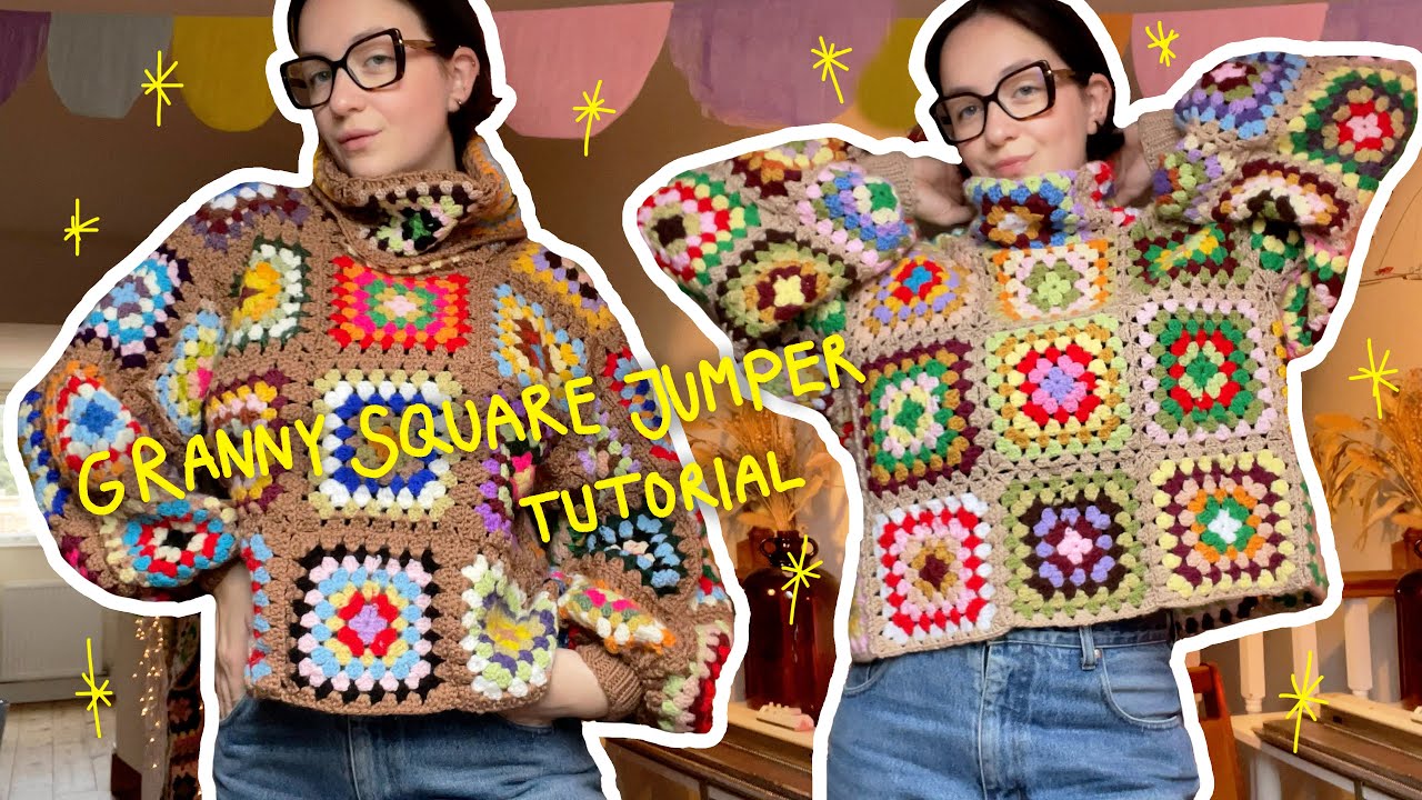 granny square crochet jumper tutorial 💖✨