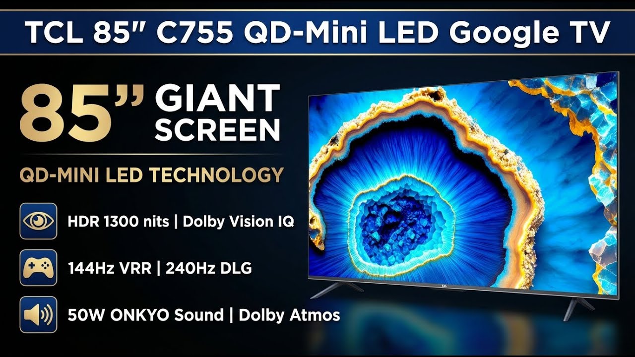 TCL 85 Inch 4K QD-Mini LED Smart Google TV Complete Review | Review in Hindi | Features