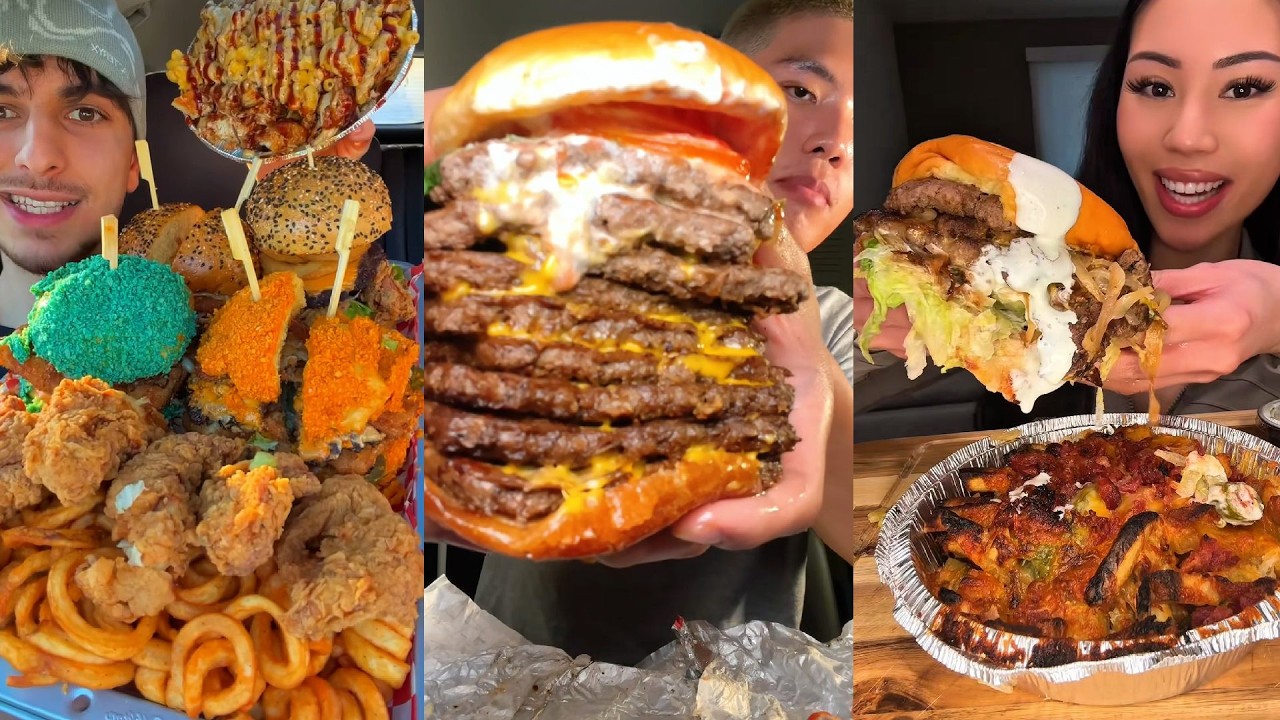 TIKTOK Mukbang Compilation | Burger King, Wendy's, Cane's, Wingstop, Chipotle & More!
