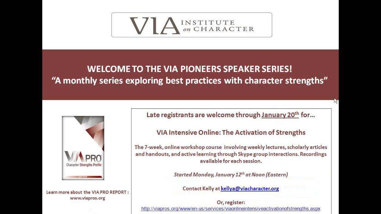 Carol Kauffman Presents: Character Strengths and Coaching and Supervision
