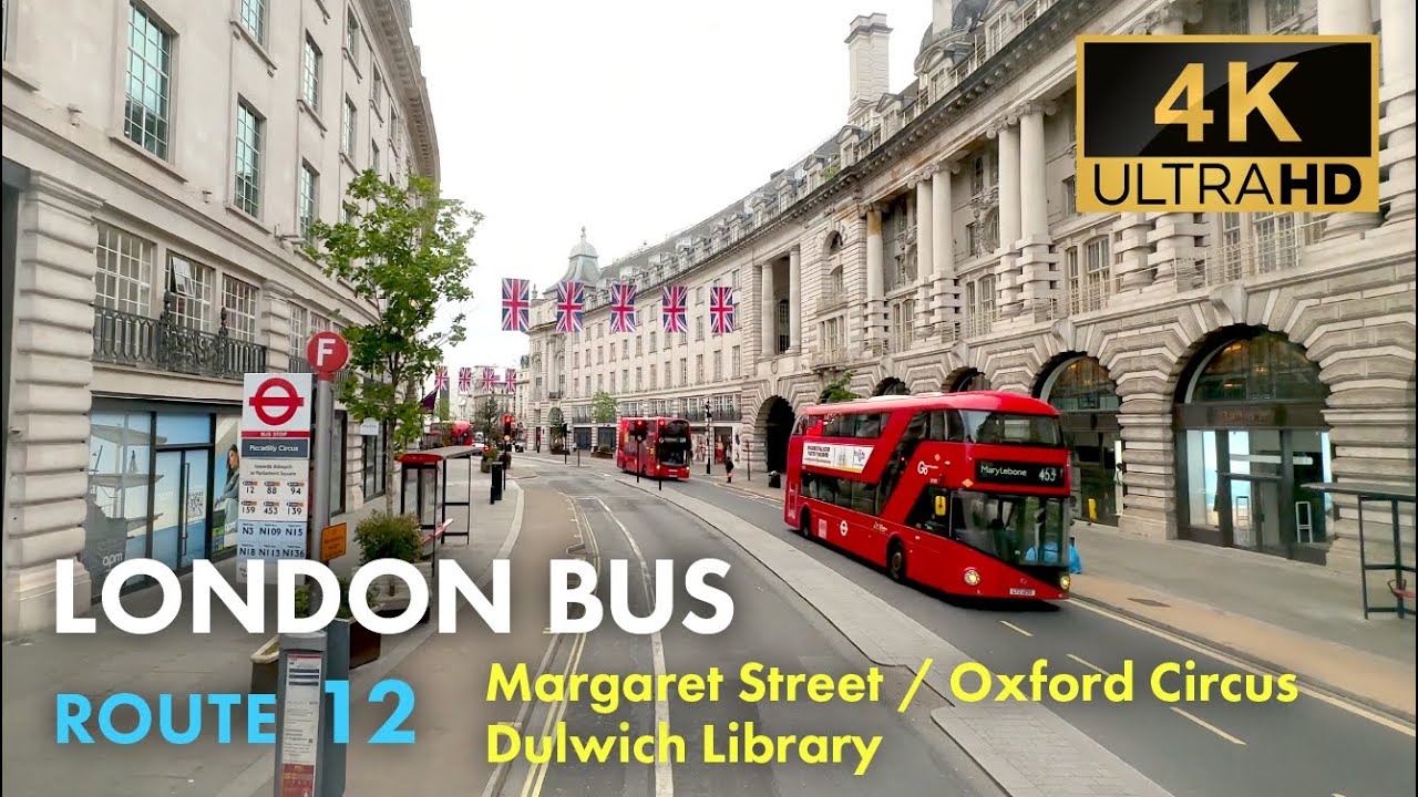 London Bus Ride, Route 12, Double Decker, 4K Virtual Tour.