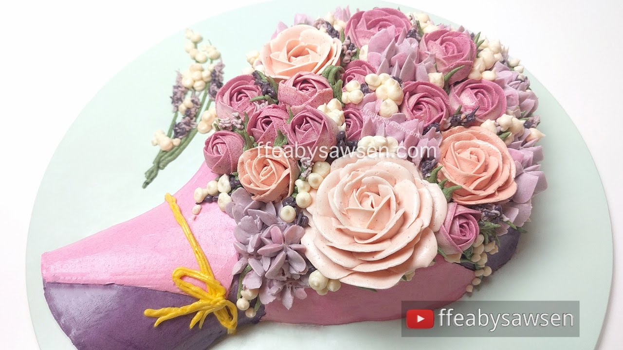 3D buttercream rose bouquet cake tutorial - Mother's Day - relaxing cake decorating