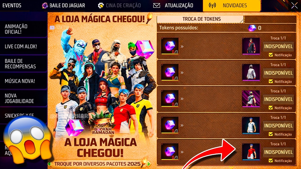 ATUALIZAÇÃO NA LOJA DO CUBO, AVENTUREIRO, EMOTE E GELO NA FAIXA, VOLTA DO DINO, NOVIDADES FREE FIRE