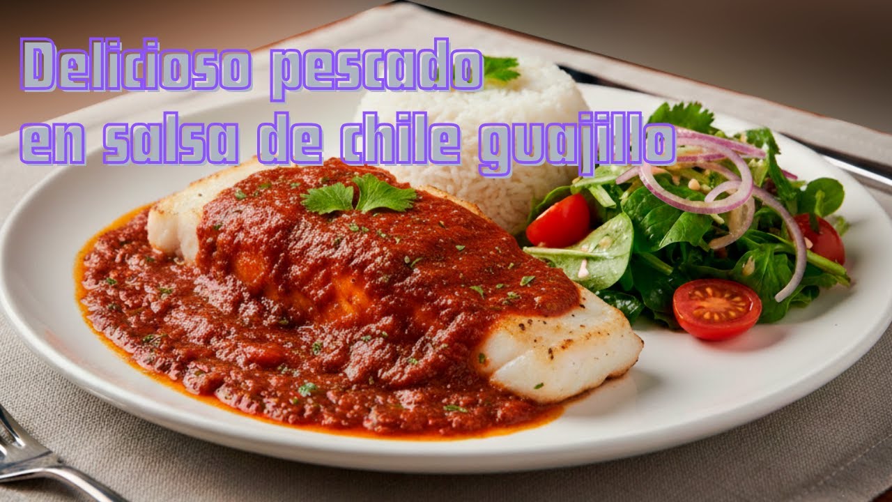 Pescado en salsa de chile guajillo