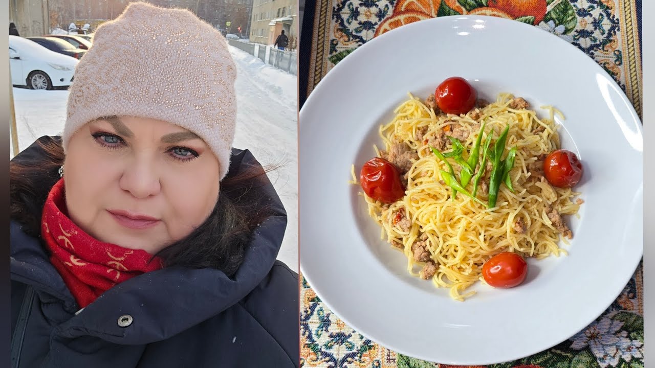 Макароны по-флотски и салат 🥗 Готовим дома 👩‍🍳  Прогулка и Мукбанг 🤗