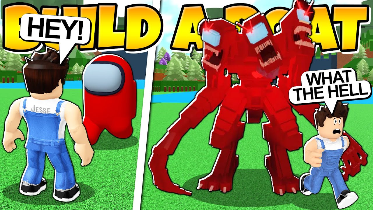 THIS BUILD IS ABSOLUTELY TERRIFYING!!! (Among Us Monster) Build a Boat