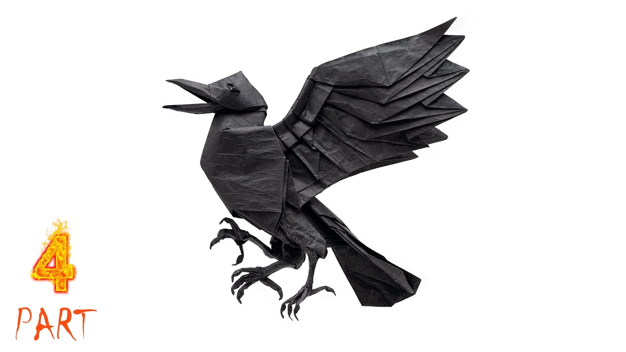 Origami Yatagarasu tutorial (Satoshi kamiya) part 4 折り紙 八咫烏 Crow Cuervo