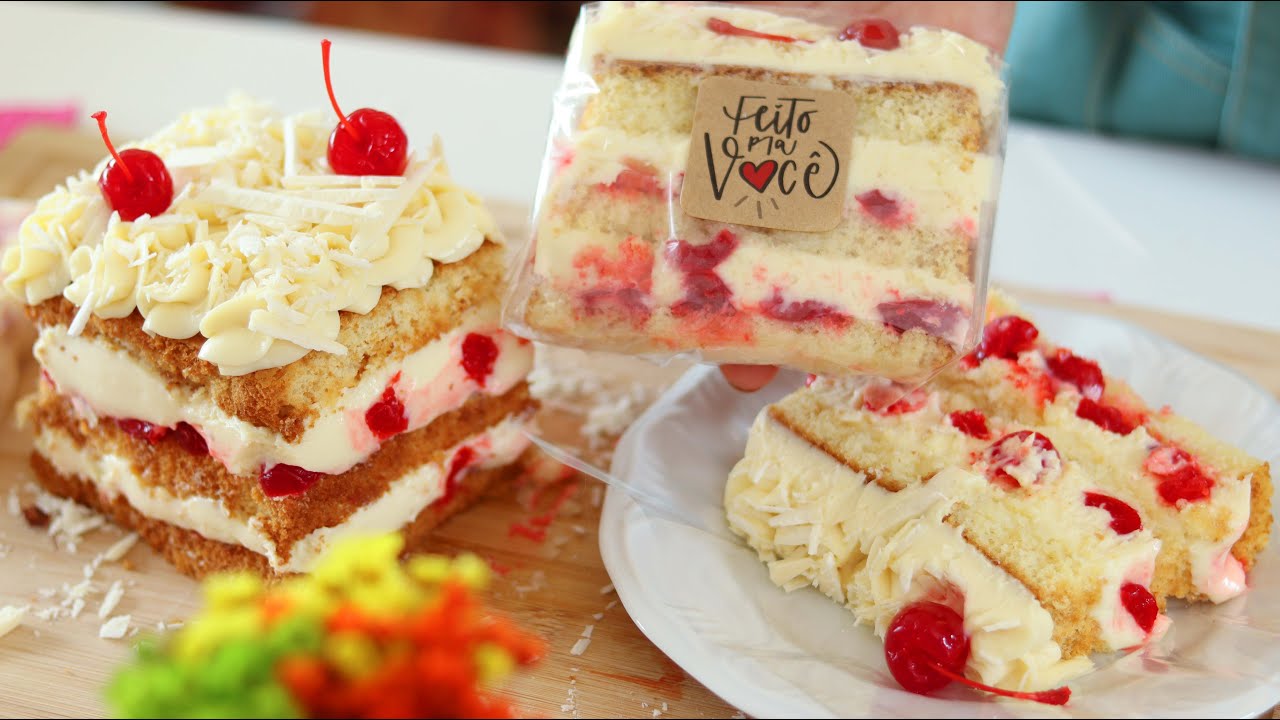 SLICE CAKE FLORESTA BRANCA - LINDISSIMO - PERFEITO PARA FAÇA E VENDA - BOLO DE FESTA - Dika da Naka