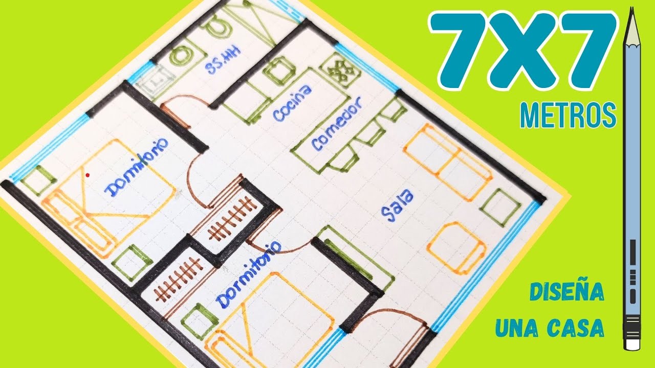 DIBUJA PLANOS de CASAS de 7X7 metros aprox. | Boceto de CASA #smallhouse