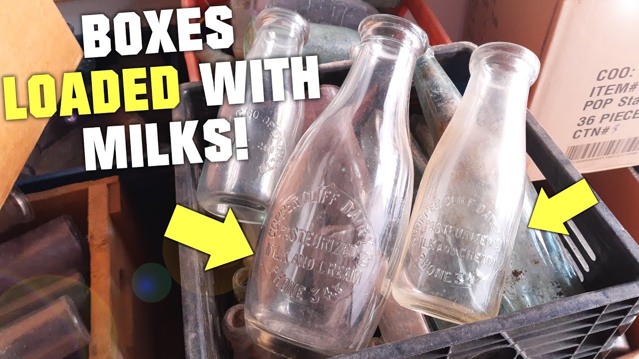 UNBOXING TONS OF ANTIQUE & VINTAGE MILK BOTTLES!! Moldy Monday Motherload of Milks! Northern Ontario