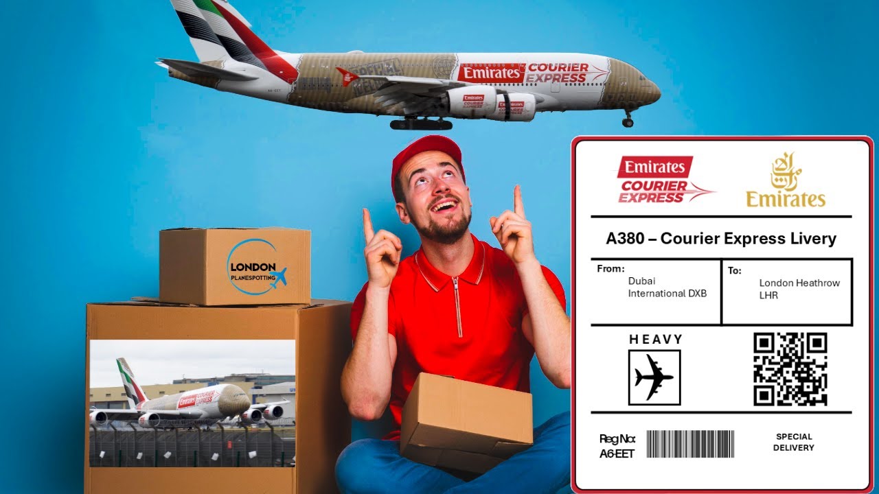 📦✈️ EMIRATES COURIER EXPRESS A380 | New Livery Spotted at Heathrow! 🔥