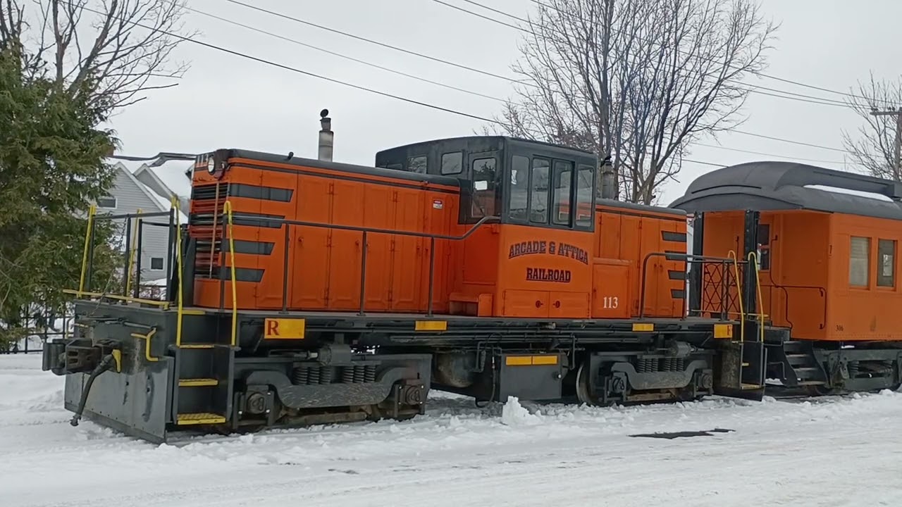Arcade and Attica Railroad Center Cab 113 idling prior to Winter fest excursion 