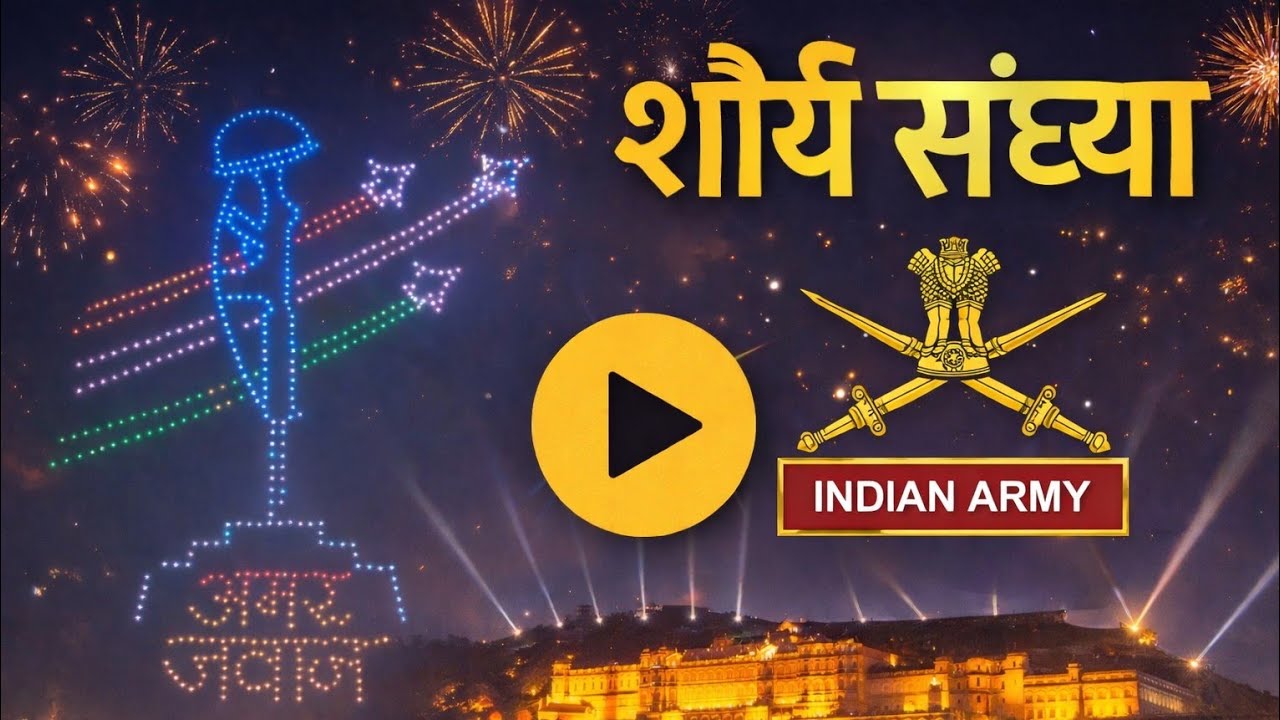 India’s valor in lights 🇮🇳Shaurya Sandhya at Jaipur ! #armydayparade #shauryasandhya #Jaipur #army 